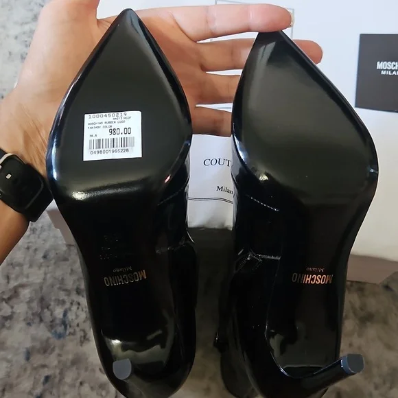 Moschino Patent Leather Pointed Toe Stiletto Boot – Black, 36.5 - Picture 8 of 9